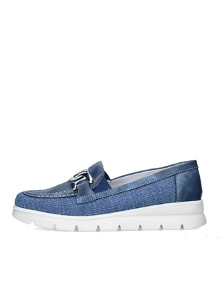 ENVAL SOFT Donna Scarpe Mocassino Argento 5750022, Tomaia In Scamosciato Laminato, Suola Memory Foam, Comode Con Elastico