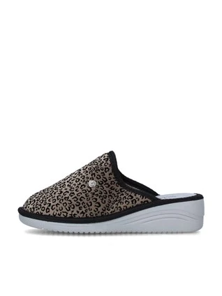 Pantofole da donna Grigie Griff grigie a righe in tessuto morbido