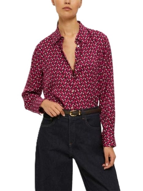 CAMICIA IN VISCOSA CON STAMPA FANTASIA DONNA FUCSIA
