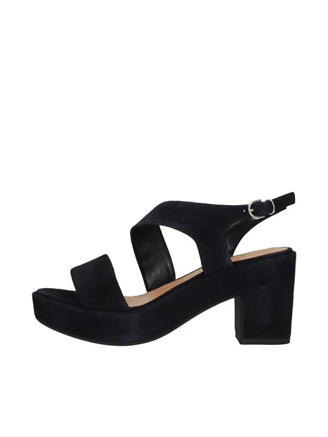 SANDALI TACCO ALTO SCAMOSCIATI CON PLATEAU E CINTURINO DONNA BLU