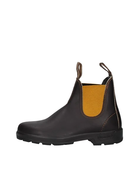 STIVALETTI IN PELLE CON ELASTICI GIALLI UNISEX ADULTO MARRONE