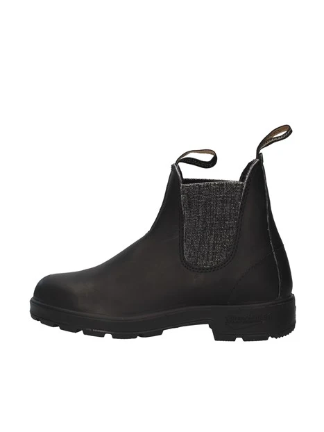 STIVALETTI TACCO BASSO IN PELLE CON ELASTICI DONNA NERO
