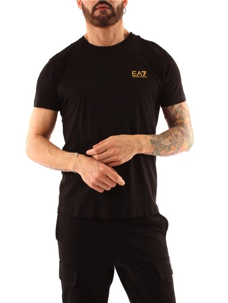 T-SHIRT MANICA CORTA CON LOGO ORO UOMO NERO