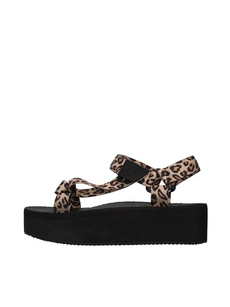 SANDALI CON ZEPPA POPPED LEOPARDATI