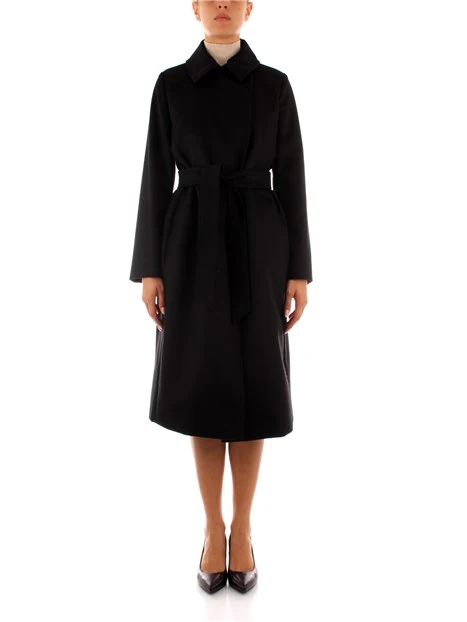 CAPPOTTO A VESTAGLIA IN LANA DONNA NERO