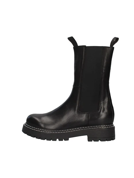 STIVALI TACCO BASSO IN PELLE DONNA NERO