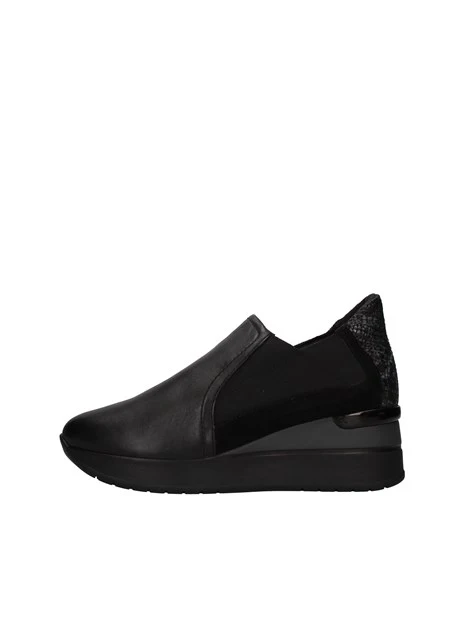 Cinzia Soft SNEAKERS SLIP ON CON ZEPPA MISTO PELLE DONNA NERO Step By Step Shop
