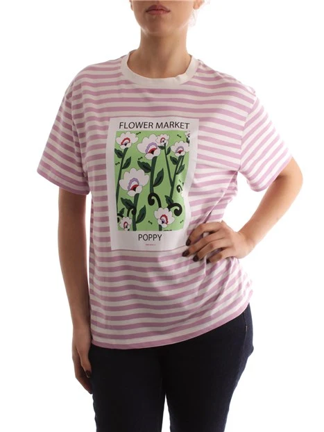 T-SHIRT A RIGHE DONNA ROSA