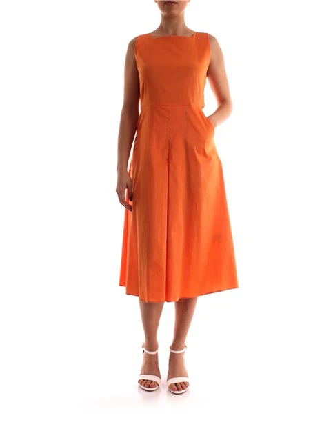 ABITO MIDI IN POPELINE DI COTONE DONNA ARANCIO