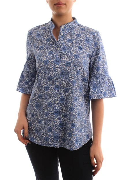 CAMICIA FANTASIA FLOREALE DONNA AZZURRO