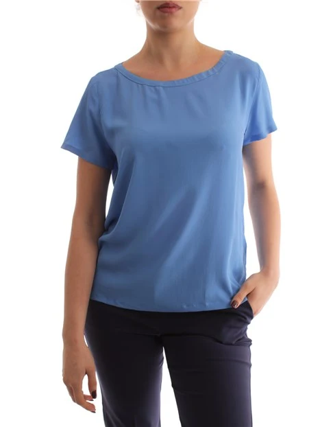 BLUSA TINTA UNITA CLASSICA DONNA AZZURRO