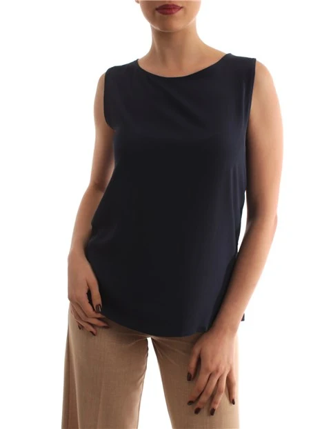 TOP IN CREPE MISTO SETA DONNA BLU