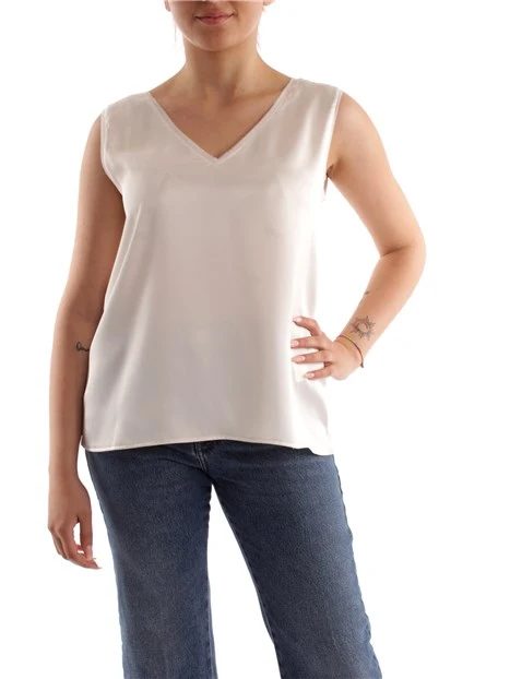 TOP IN RASO TINTA UNITA DONNA BIANCO