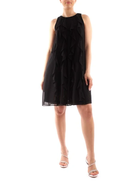 VESTITO CON RUCHE DONNA NERO