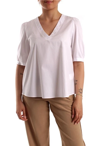 BLUSA CON SCOLLO A V DONNA BIANCO