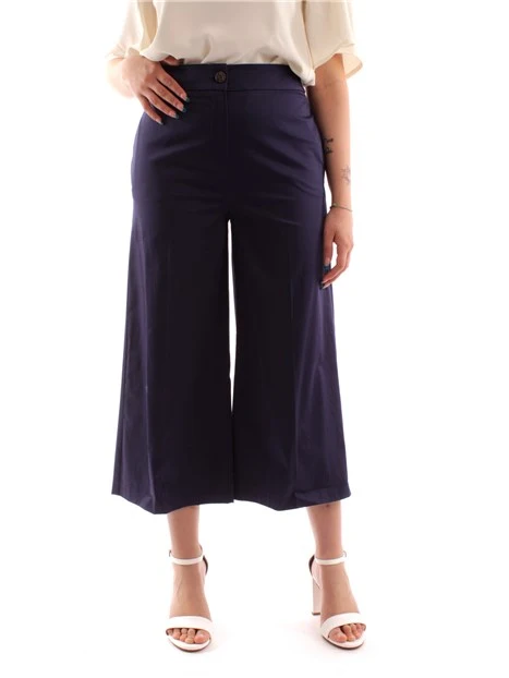 PANTALONE CROPPED TINTA UNITA DONNA BLU