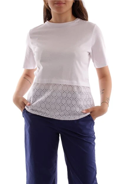 T-SHIRT CON PIZZO SANGALLO DONNA BIANCO