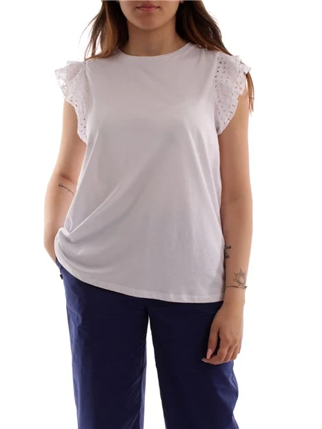 T-SHIRT CON MANICHE AD ALETTA SANGALLO DONNA BIANCO