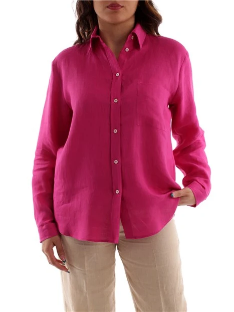 CAMICIA IN LINO TINTA UNITA DONNA FUCSIA