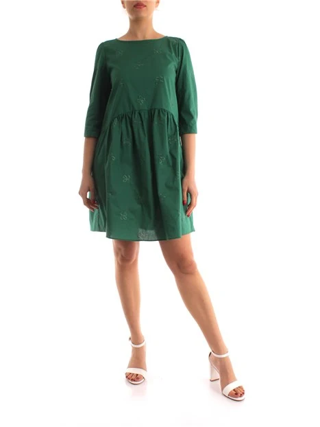 VESTITO CORTO RICAMATO DONNA VERDE