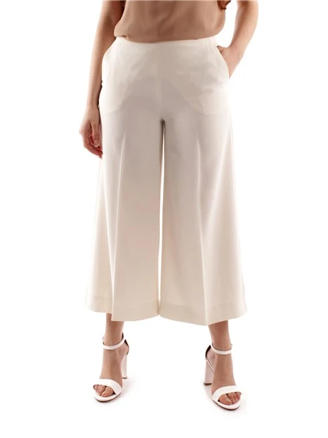 PANTALONE CROPPED CON PIEGA DONNA BIANCO