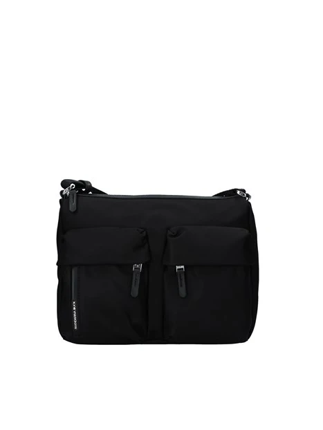 BORSA A SPALLA MEDIA CON ZIP DONNA NERO