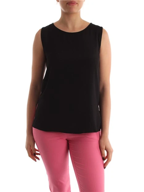 TOP IN CREPE MISTO SETA DONNA NERO