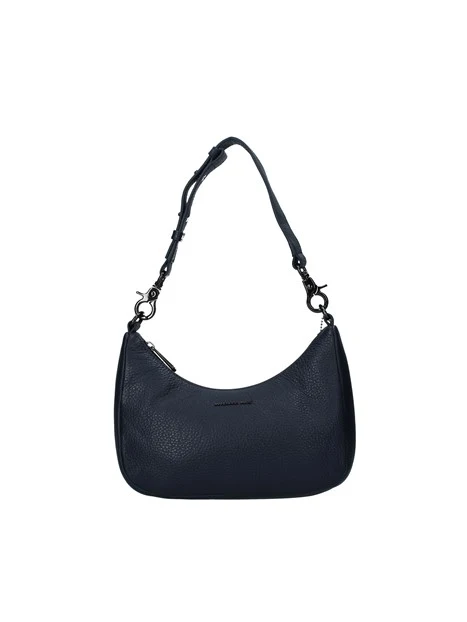 BORSA A SPALLA IN PELLE CON ZIP DONNA BLU