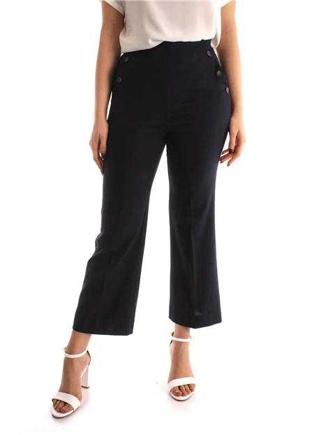 PANTALONI A ZAMPA CON ZIP DONNA BLU