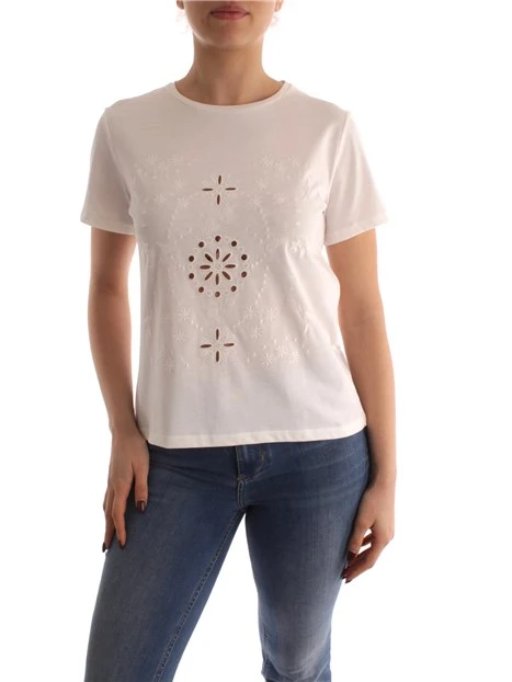 T-SHIRT RICAMATA IN COTONE DONNA BIANCO