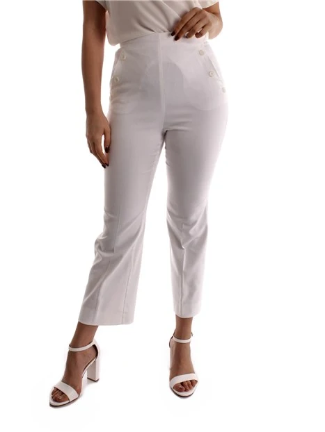 PANTALONI A ZAMPA CON ZIP DONNA BIANCO