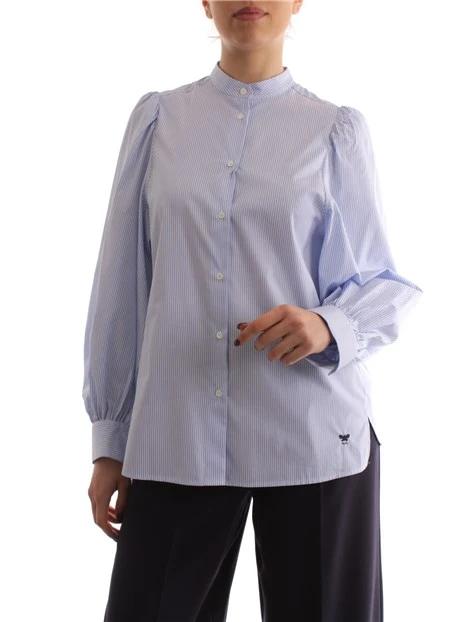 CAMICIA IN COTONE A RIGHE DONNA AZZURRO