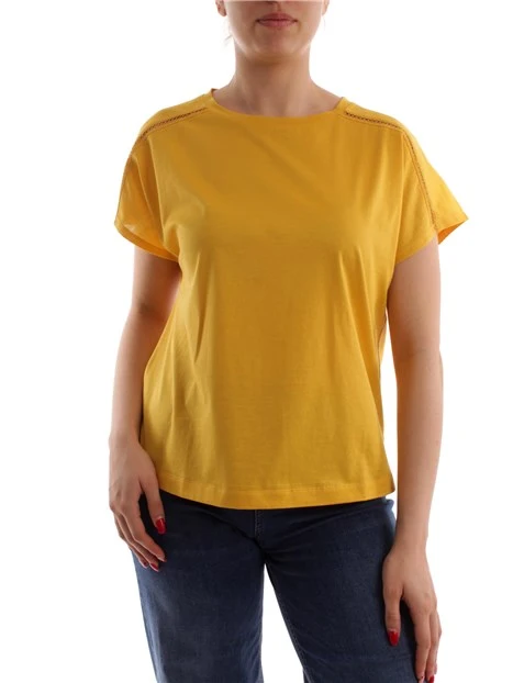 T-SHIRT CON PASSAMANERIA DONNA GIALLO