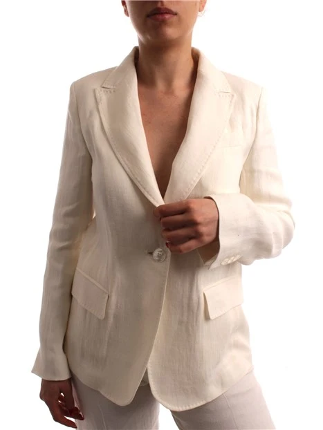 BLAZER IN LINO MONOPETTO DONNA BIANCO