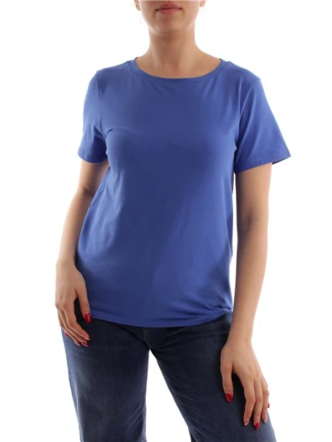 T-SHIRT GIROCOLLO TINTA UNITA DONNA BLU