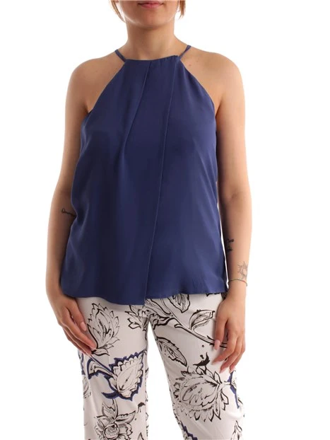 TOP CON PANNELLO FRONTALE DONNA BLU