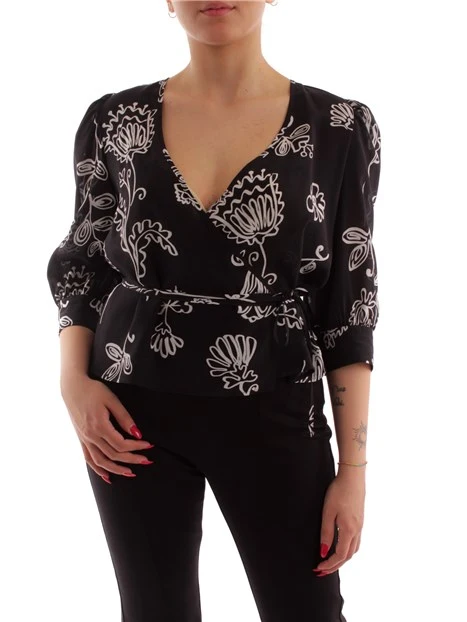 BLUSA IN SETA A FANTASIA DONNA NERO