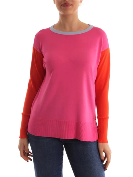 MAGLIA CON MANICHE IN CONTRASTO DONNA ROSA