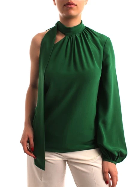 TOP MONOSPALLA IN SETA DONNA VERDE