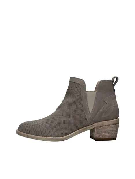 STIVALETTI TACCO BASSO IN CAMOSCIO TRAFORATO DONNA BEIGE