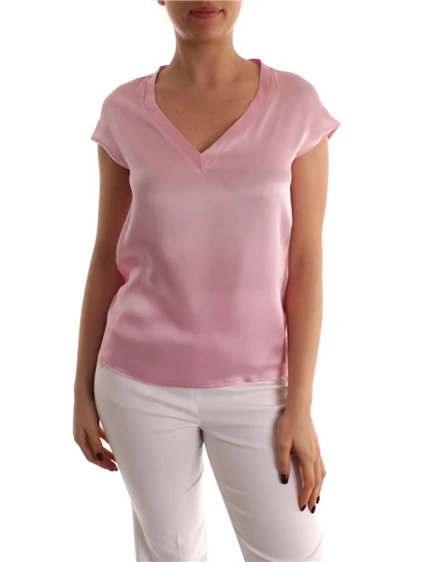 BLUSA IN SETA CON SCOLLO A V DONNA ROSA