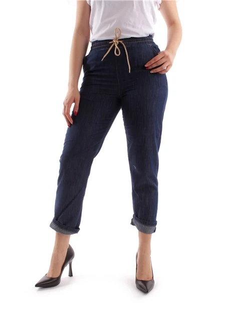 JEANS CON ELASTICO IN VITA DONNA BLU