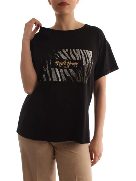 T-SHIRT CON STAMPA  ZEBRATA DONNA NERO