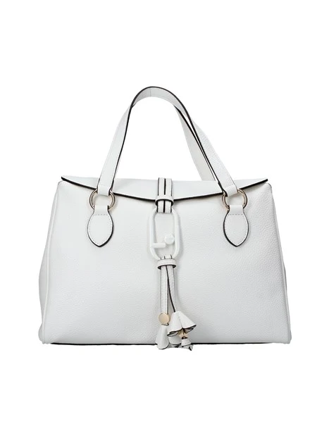BORSA A MANO CON NAPPE SU LOGO DONNA BIANCO