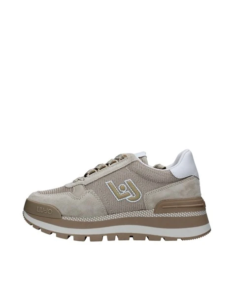 SNEAKERS CON LOGO GLITTERATO DONNA BEIGE