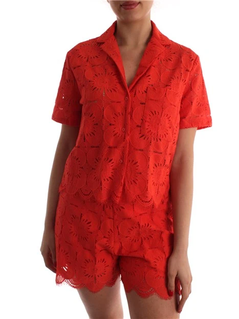 CAMICIA CORTA IN PIZZO DONNA ARANCIO