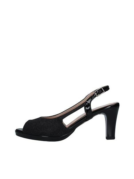 SANDALI CON TACCO IN VERNICE DONNA NERO