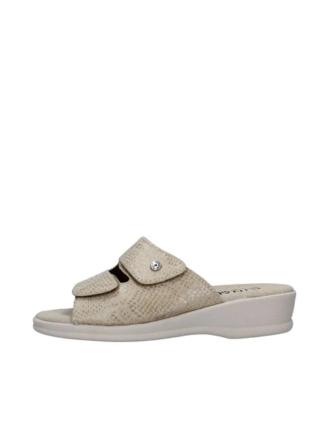 CIABATTE IN ECOPELLE A STRAPPO DONNA BEIGE