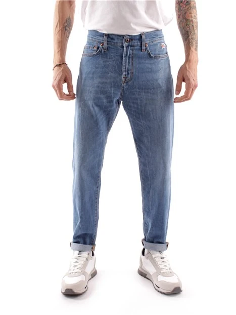 JEANS CON NERVATURE UOMO BLU CHIARO