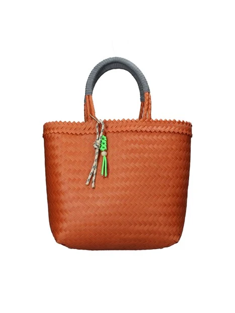 BORSA A SPALLA INTRECCIATA CON CIONDOLO DONNA ARANCIO